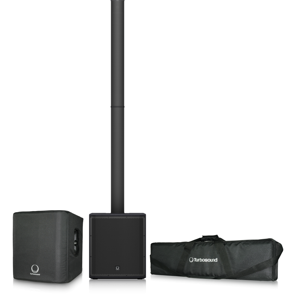 iP2000 BUNDLE 1000W Powered Column Loudspeaker with a 12" Subwoofer, Water-Resistant Transport Bag and Protective cover
