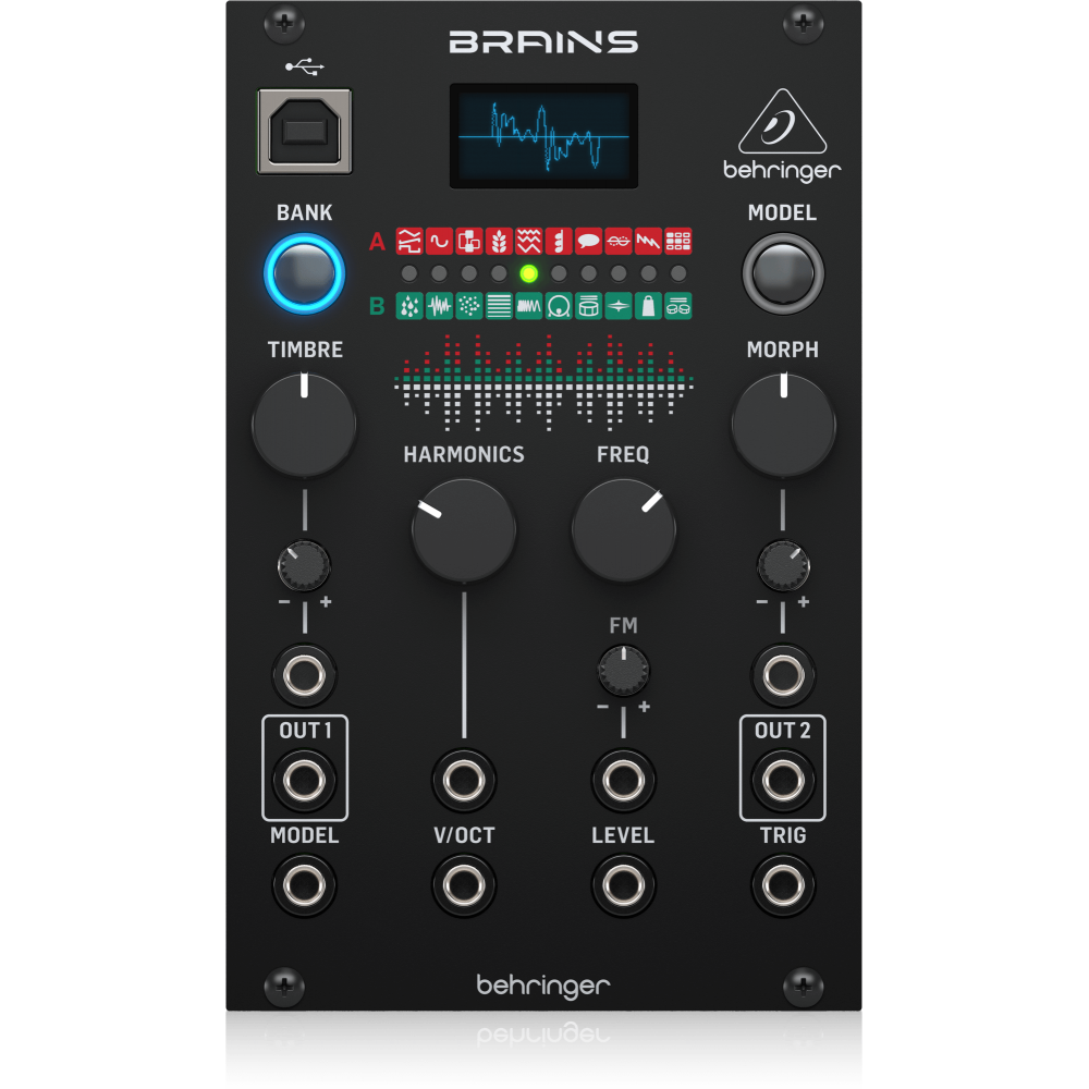 BRAINS High-Resolution Multi-Engine Oscillator Module for Eurorack with 25 Synthesis Engines, 96 kHz Sound Quality and OLED Oscilloscope