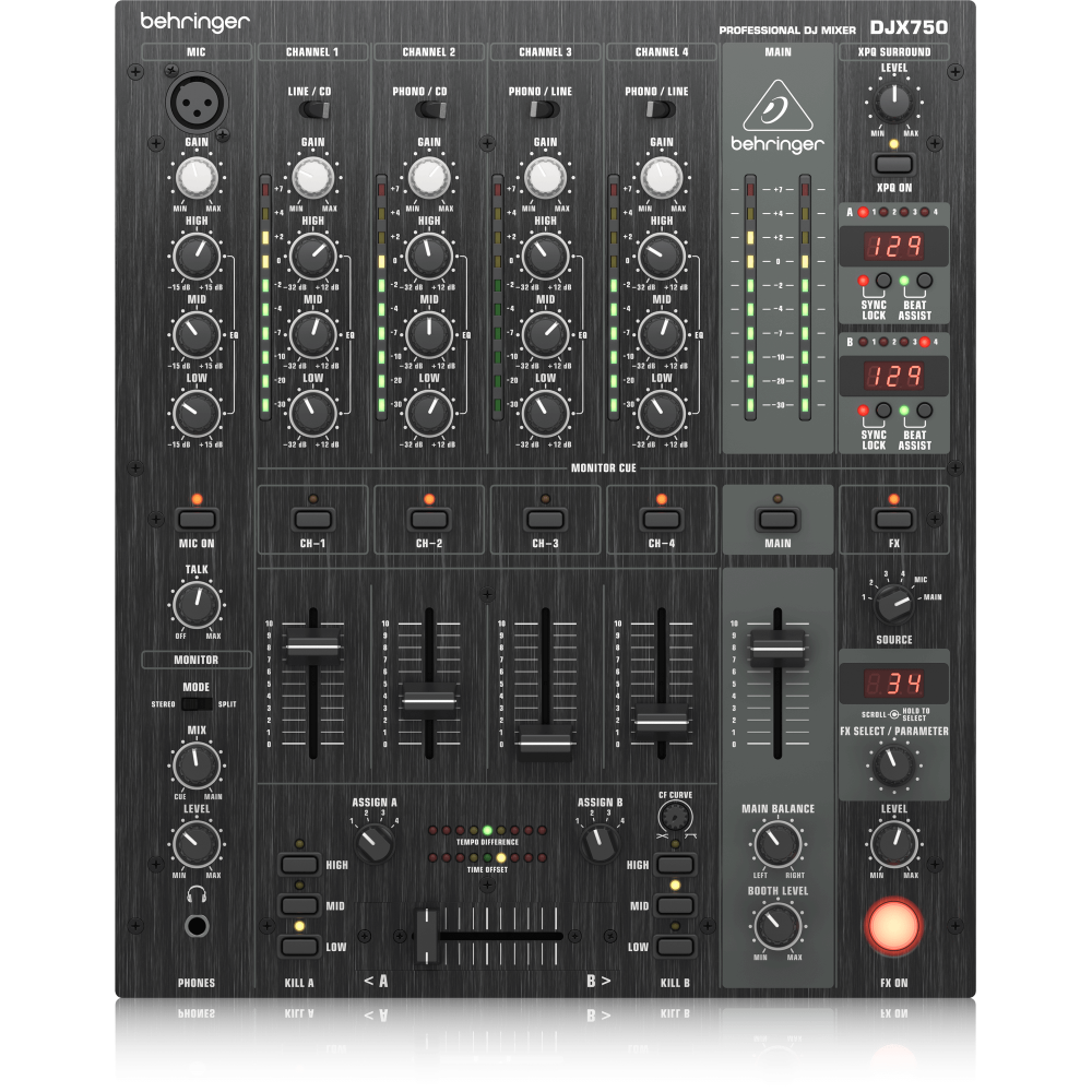 DJX750 Professional 5-Channel DJ Mixer with Advanced Digital Effects and BPM Counter