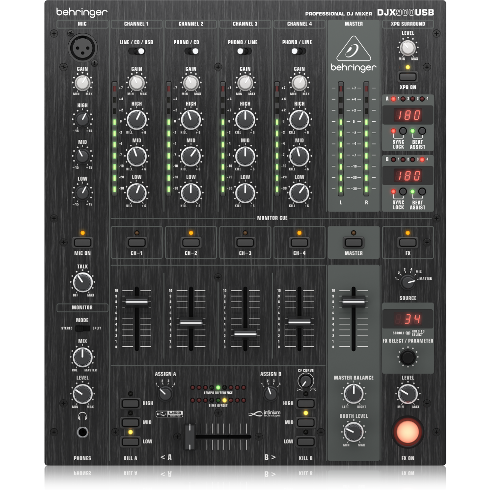 DJX900USB Professional 5-Channel DJ Mixer with INFINIUM 'Contact-Free' VCA Crossfader, Advanced Digital Effects and USB/Audio Interface
