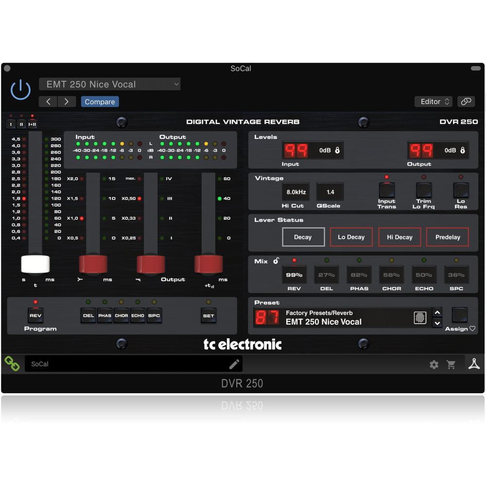 DVR250-DT Digital Vintage Reverb with Inspiring Hardware Interface