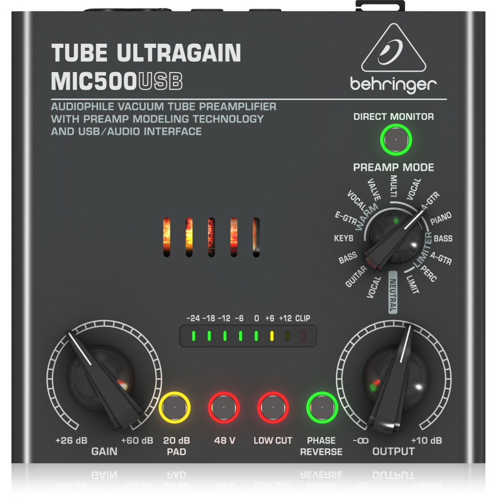MIC500USB Audiophile Vacuum Tube Preamplifier with Preamp Modeling Technology and USB/Audio Interface