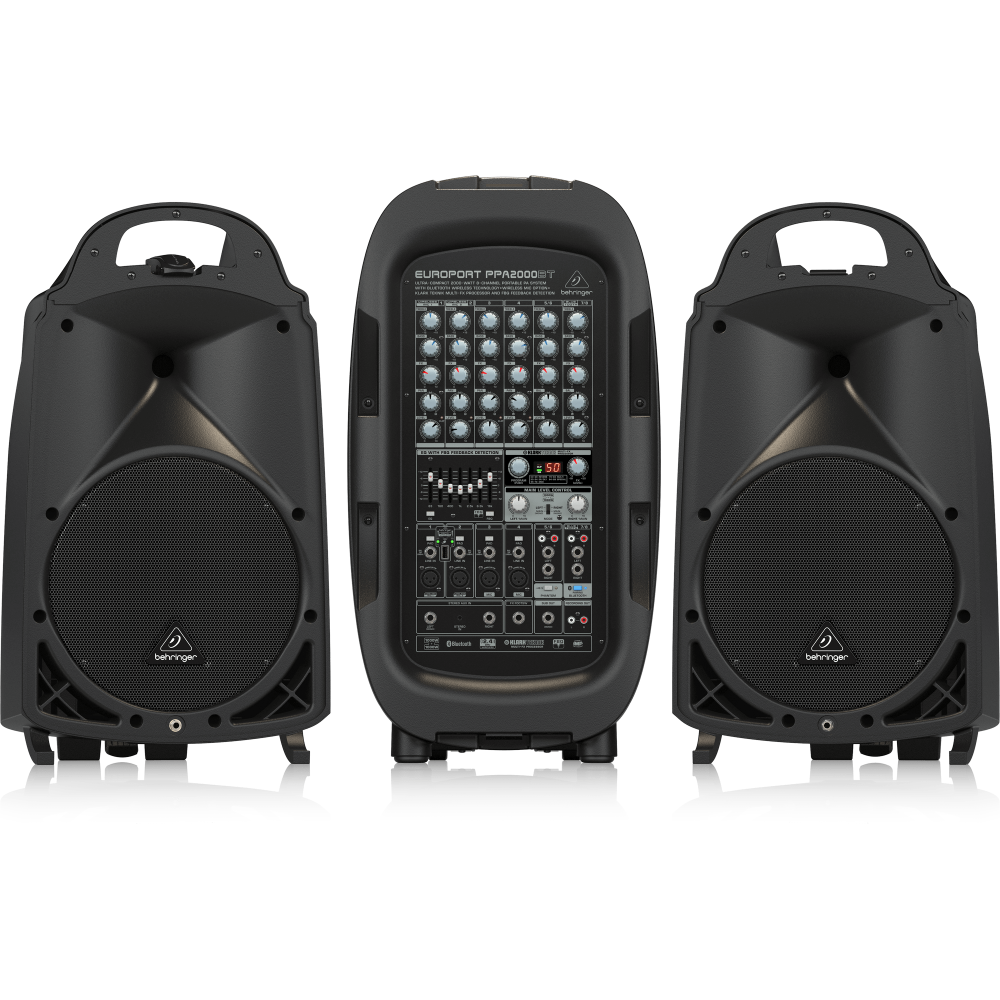PPA2000BT Ultra-Compact 2000W 8-Channel Portable PA System with Bluetooth Wireless Technology, Wireless Microphone Option, Klark Teknik Multi-FX Processor and FBQ Feedback Detection