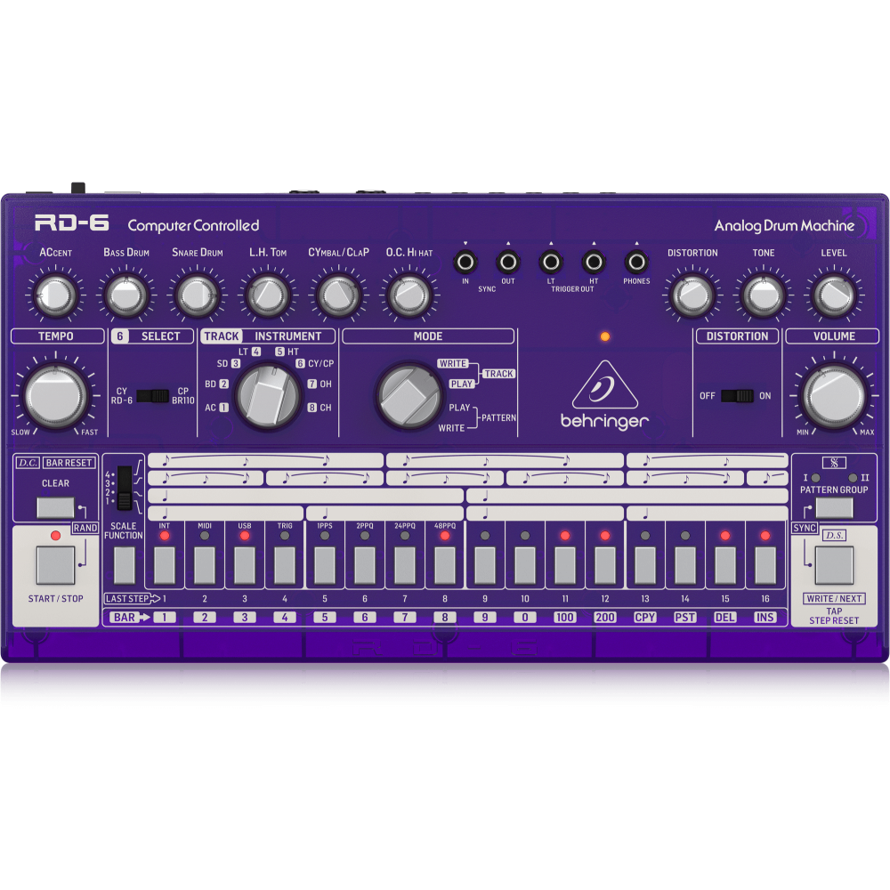 RD-6-GP Analog Drum Machine with 8 Drum Sounds, 64 Step Sequencer and Distortion Effects
