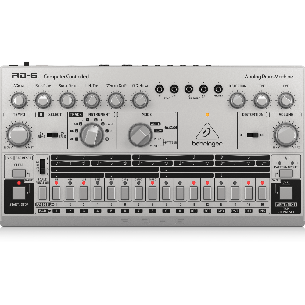 RD-6-SR Analog Drum Machine with 8 Drum Sounds, 64 Step Sequencer and Distortion Effects