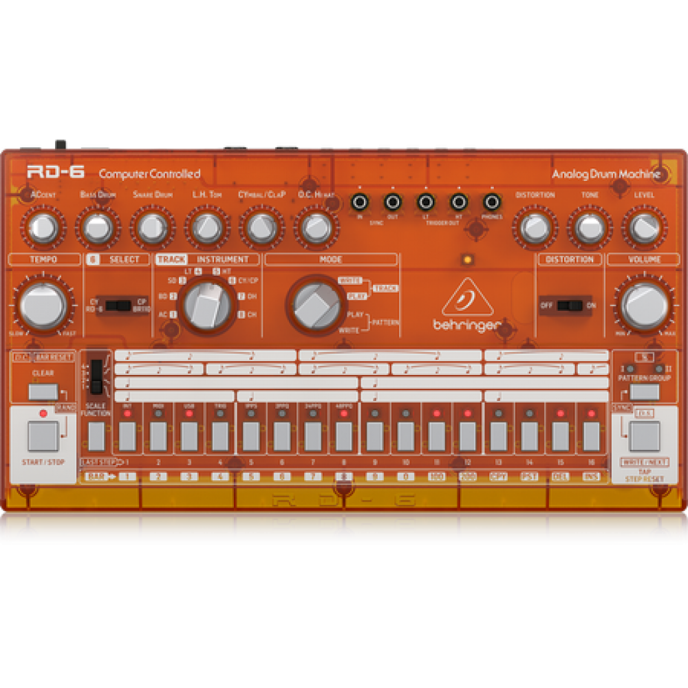 RD-6-TG Analog Drum Machine with 8 Drum Sounds, 64 Step Sequencer and Distortion Effects