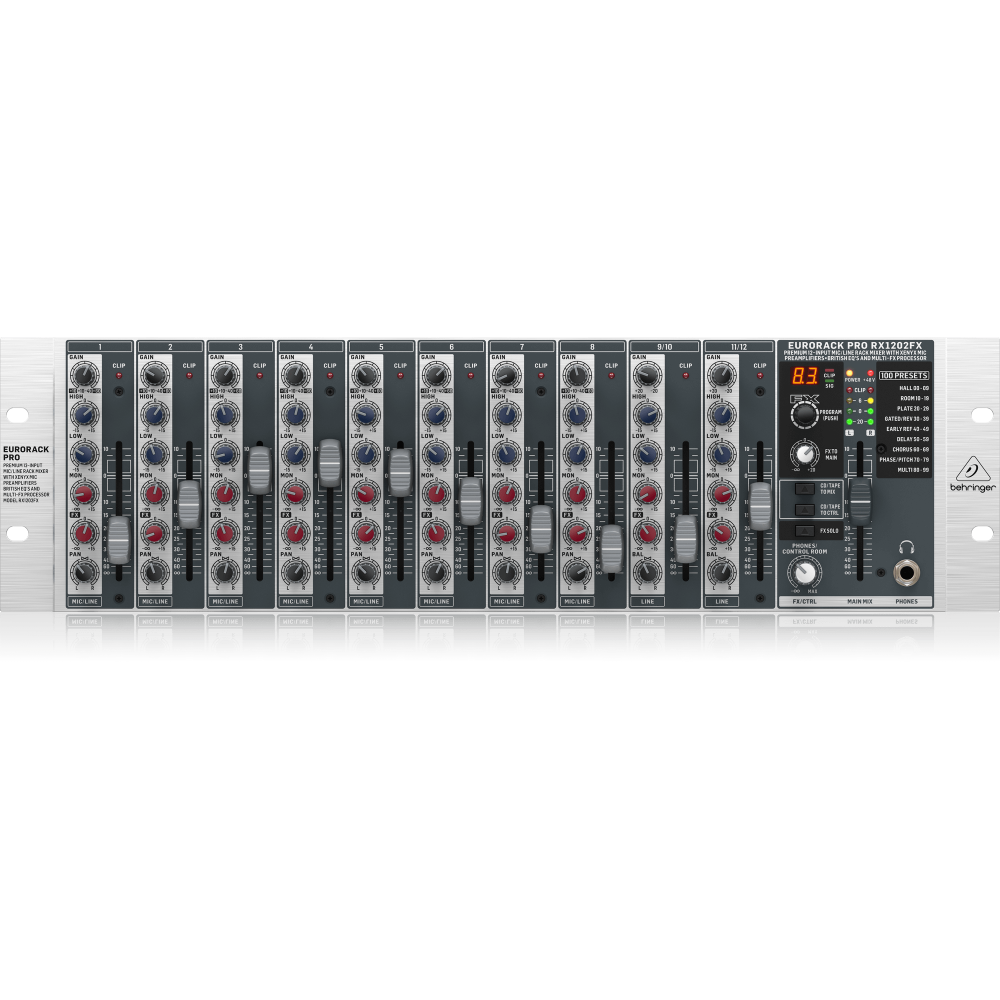 RX1202FX V2 Premium 12-Input Mic/Line Rack Mixer with XENYX Mic Preamplifiers, British EQ's and Multi-FX Processor