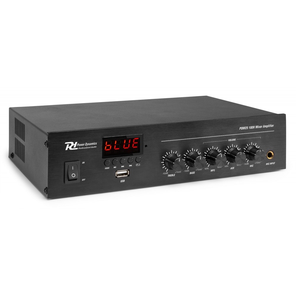 Усилвател PDM25 за 100V инсталации с функции  BT и MP3 и FM tuner