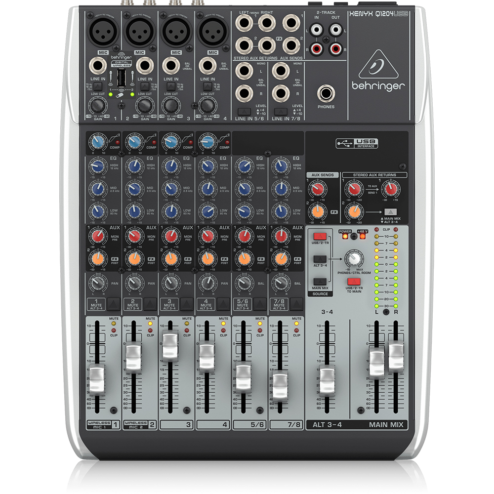 Смесителен пулт 4 моно + 2 стерео Behringer Q1204USB