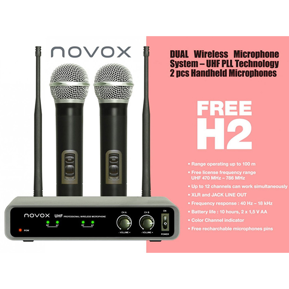 Двоен безжичен вокален микрофон FREE H2 NOVOX