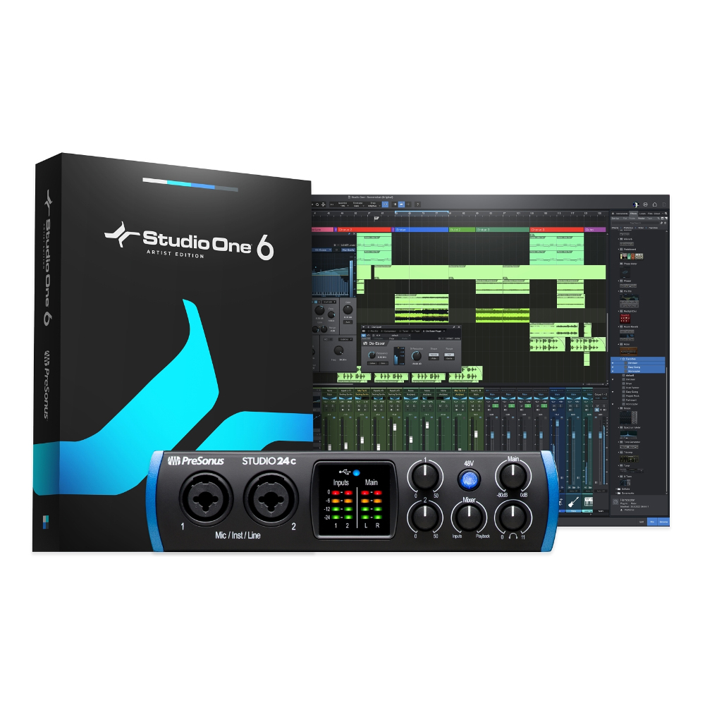 Аудио интерфейс с включен софтуер PreSonus Studio 24c