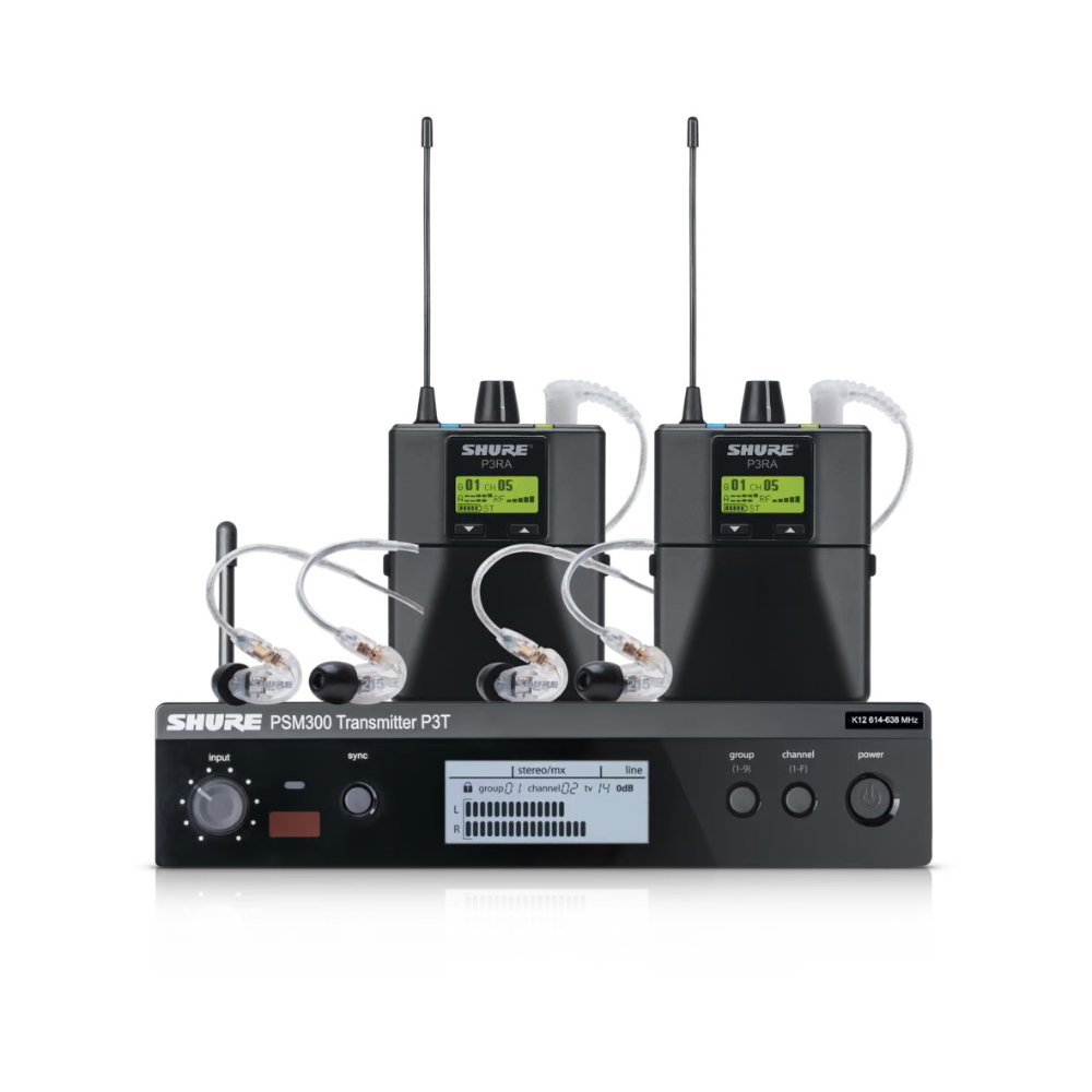 SHURE PSM300 P3TRA215TWP-H20 Двойна дигитална мониторинг система със слушалки SE215