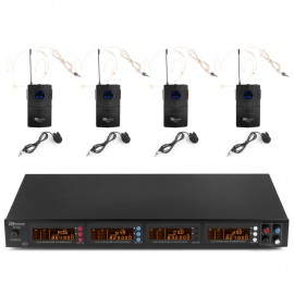 Безжичен микрофон четворен брошка/хедсет PD504B UHF 4x50CH