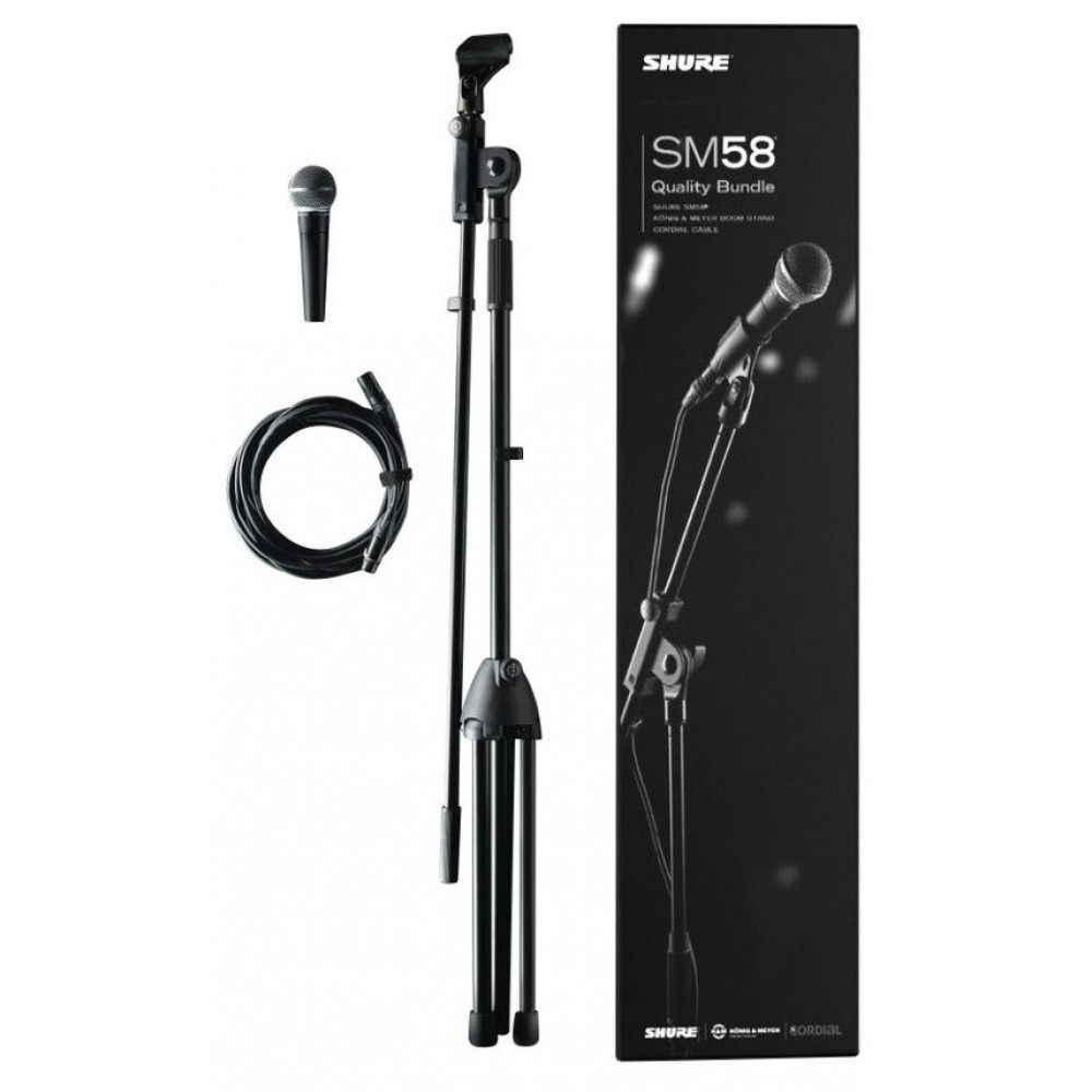 Микрофон комплект с ъс стойка и кабел SHURE SM58LCE bundle