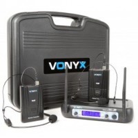 Безжичен двоен  микрофон за глава Headset с куфар WM512H 2-Channel VHF