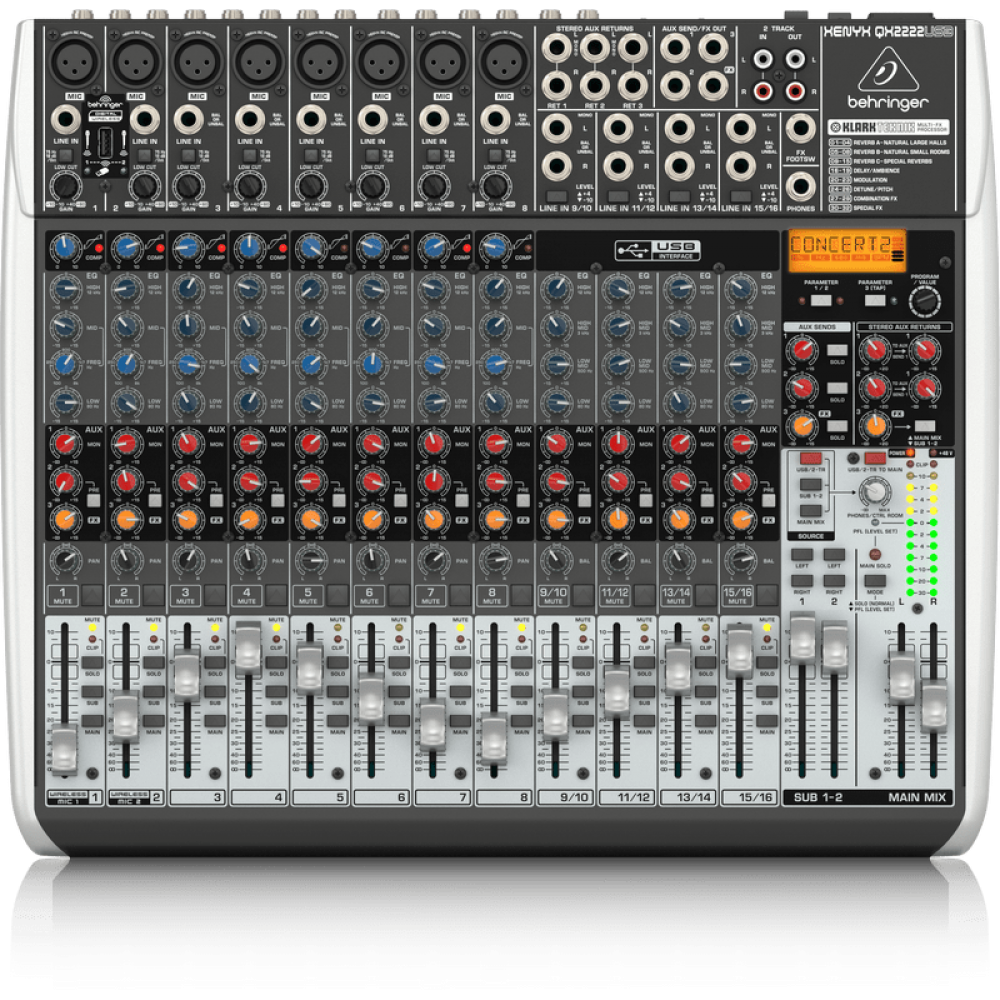 Смесителен пулт 8 моно + 4 стерео Behringer QX2222USB