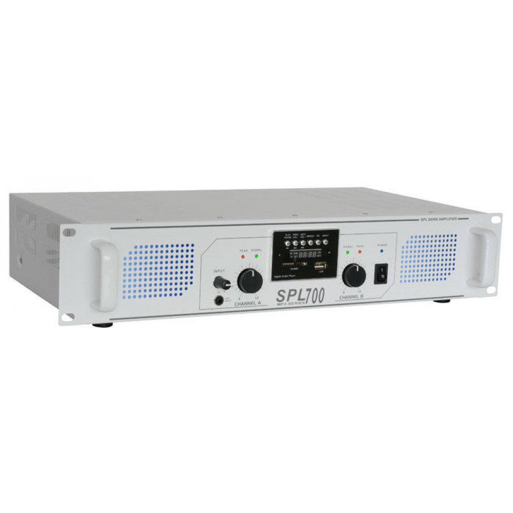 Плеър с Усилвател SPL 700MP3 blue LED + EQ WH 2 х 350W 4 OhУ